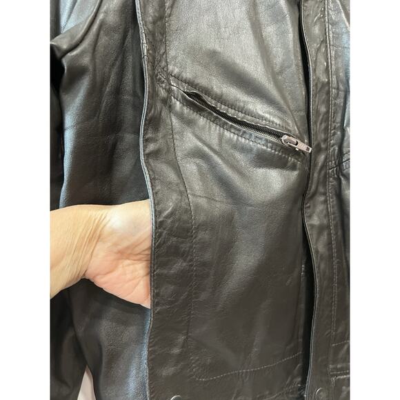 Campus Vintage dark Chocolate brown bomber leather jacket aviator Military Sz 40 - Picture 5 of 9